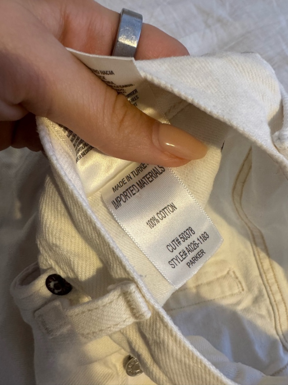 Agolde White Denim Frayed Hem Shorts - Picture 5 of 5